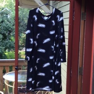 LulaRoe XL Black & White Feathers Dress